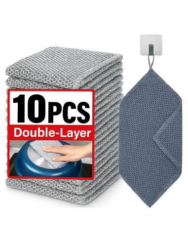 10 Trapos de Lavado de Platos Genérico Doble Cara Acero Inoxidable