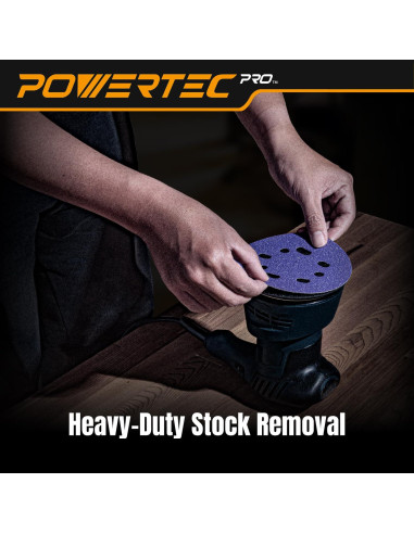 Discos de Lijado 5" POWERTEC PRO 80 Granos Zirconia - 50 Pzas