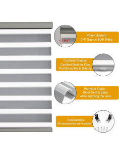 Persilux Persianas Zebra Inalámbricas 76x183 cm Gris 2