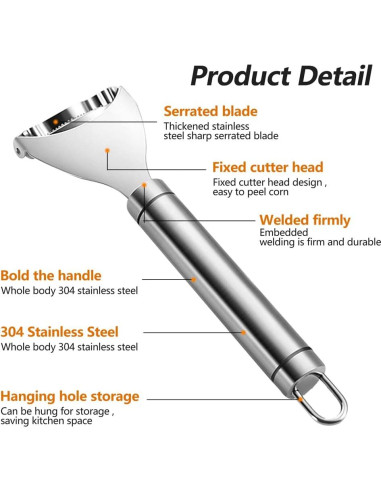 Pelador de Maíz Abnaok Acero Inoxidable Ergonómico 2 Piezas