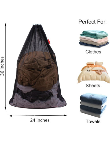 Bolsa de lavandería malla DuomiW 2 unidades 61x91 cm negra