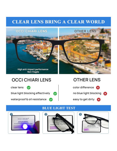 Gafas OCCI CHIARI para Hombres con Lente Clara y Filtro Azul