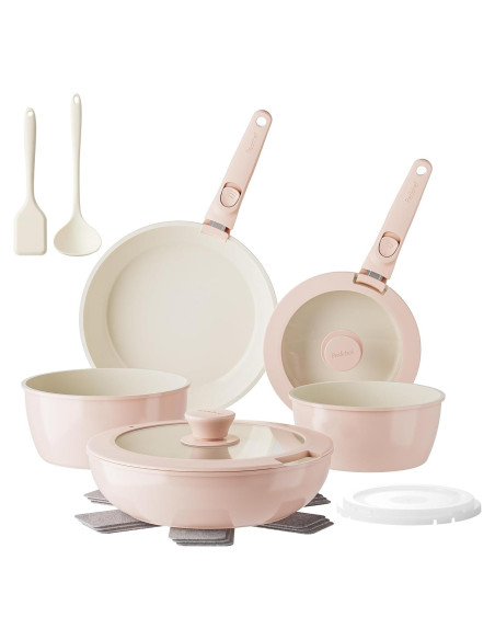Juego de Sartenes y Ollas Redchef 16 Piezas Cerámica Rosa Juego de Sartenes y Ollas Redchef 16 Piezas Cerámica Rosa