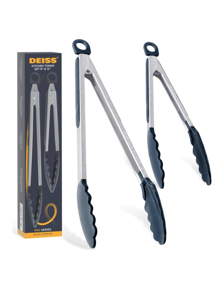 Pinzas de Cocina Deiss PRO con Puntas de Silicona - Juego de 2 Pinzas de Cocina Deiss PRO con Puntas de Silicona - Juego de 2