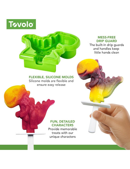 Moldes de Paletas de Silicona Tovolo Dino 4 Piezas 73,93 ml Moldes de Paletas de Silicona Tovolo Dino 4 Piezas 73,93 ml