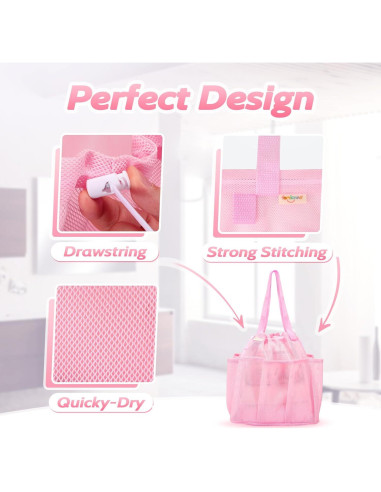 Caddy de Ducha Portátil Famichan Rosa 27,22 kg 8 Bolsillos