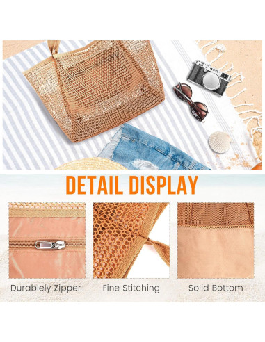 Bolsa de Playa Malla Impermeable para Mujeres - Marrón