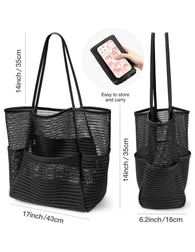 Bolsa de Playa KPX Grande Plegable a Prueba de Arena Negra