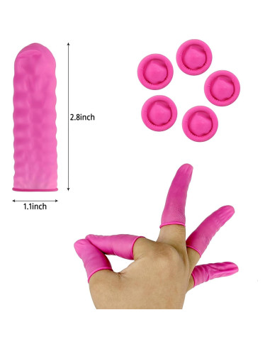 100 Protectores de Dedos de Látex Antiestático QIANCAIWANG M Rosa