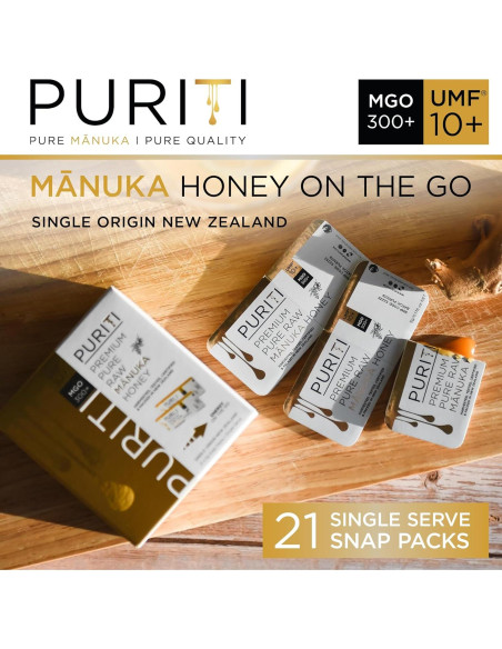 Miel Cruda Manuka Puriti UMF 10+ 21 Paquetes de 5g - Nueva Zelanda Miel Cruda Manuka Puriti UMF 10+ 21 Paquetes de 5g - Nueva Zelanda