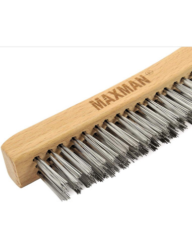 Cepillo de Alambre Inoxidable MAXMAN 35,56 cm Mango Madera