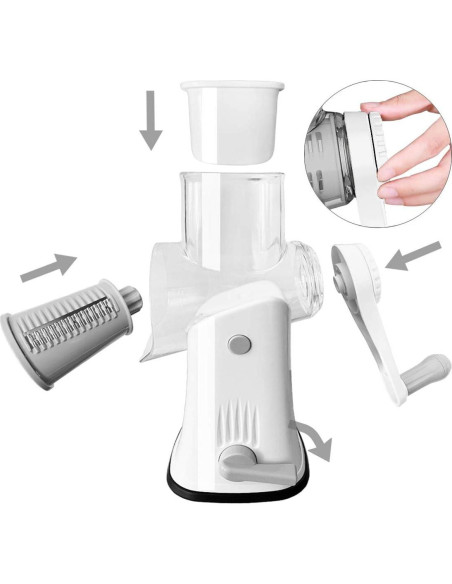 Rallador de Queso Rotatorio BNUNWISH 5 en 1 Acero Inoxidable Rallador de Queso Rotatorio BNUNWISH 5 en 1 Acero Inoxidable