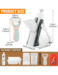 Rebanador Mandolina Ranjaner Ajustable Gris con Pelador 2