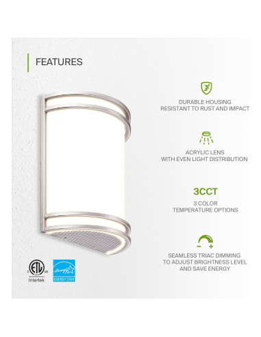 Lámpara de Pared LED ASD 10" Níquel Cepillado 3000K-5000K