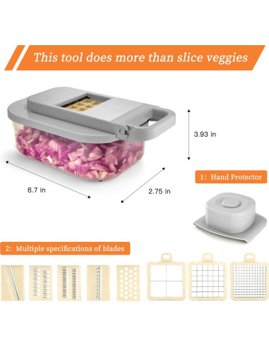 Cortador de Verduras Multifuncional KULUNER 0.86 kg Gris