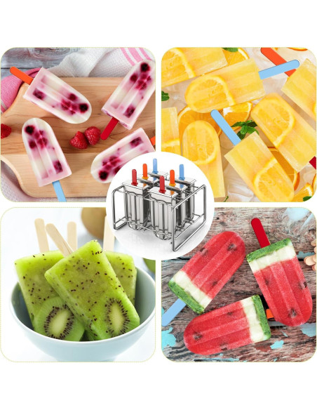 Moldes de Paletas de Acero Inoxidable Jingmore, 6 Piezas Moldes de Paletas de Acero Inoxidable Jingmore, 6 Piezas