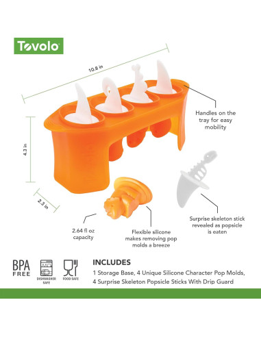 Molde de Paletas de Silicona Tovolo Dino 4 Cavidades 78,86 ml
