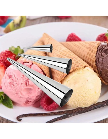 12 Moldes de Cono de Crema Dakexiong Acero Inoxidable 3 Tamaños 12 Moldes de Cono de Crema Dakexiong Acero Inoxidable 3 Tamaños