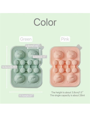 Molde de Oso 3D UIVXXUD de Silicona Verde para Helados