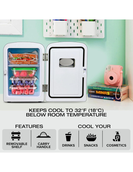 Refrigerador Mini Koolatron KRT04-B 4L Portátil Retro 220V Refrigerador Mini Koolatron KRT04-B 4L Portátil Retro 220V