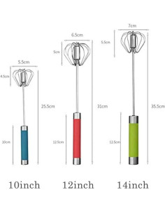 Batidor de Huevos Semiautomático Fnoko 3 Piezas Acero Inox 2