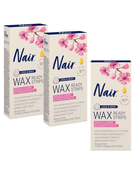 Cera Depilatoria Nair Listones para Piernas y Cuerpo - 120 Unidades Cera Depilatoria Nair Listones para Piernas y Cuerpo - 120 Unidades