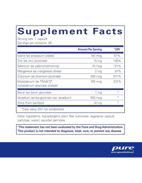 Minerales Traza Pure Encapsulations - Multimineral Vegano 60 Cápsulas Minerales Traza Pure Encapsulations - Multimineral Vegano 60 Cápsulas