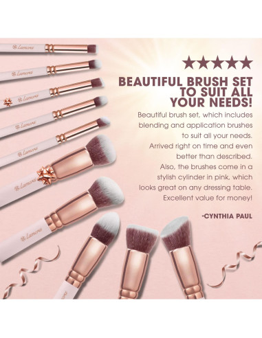 Juego de Brochas de Maquillaje Kabuki Lamora Beauty 10 Piezas