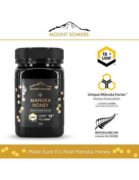 Miel de Manuka Mount Somers UMF 15+ 498 g 100% Pura Miel de Manuka Mount Somers UMF 15+ 498 g 100% Pura
