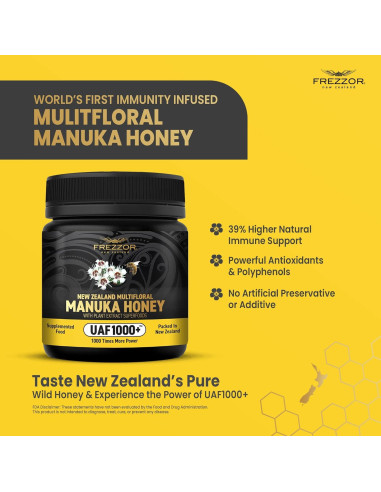Miel Cruda Multifloral FREZZOR de Manuka 250g UAF1000+