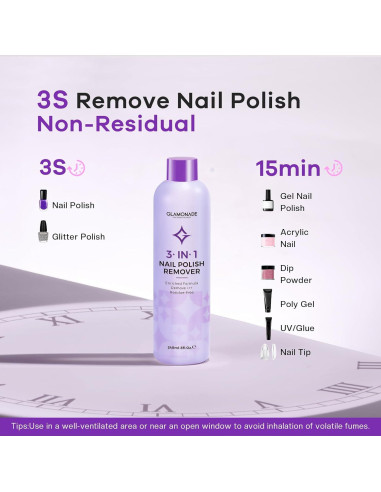 Removedor de Esmalte de Uñas Acetona Glamonade 236.6 ml x2