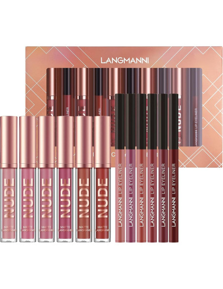 Set de 6 Pintalabios Mate LANGMANNI con Lápices de Labios Set de 6 Pintalabios Mate LANGMANNI con Lápices de Labios