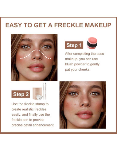 Kit de Maquillaje de Pecas y Rubor Erinde - Natural
