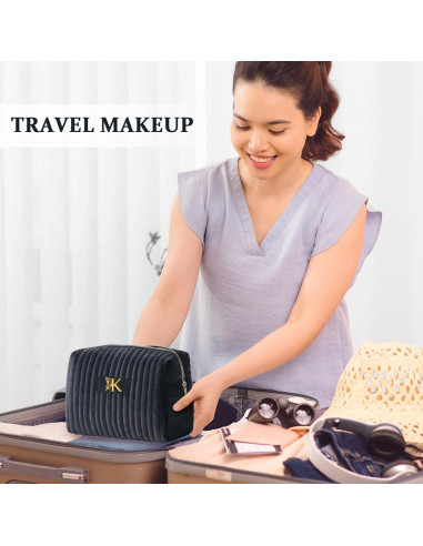 Bolsa de Maquillaje de Viaje COSHAYSOO Acolchada Negra