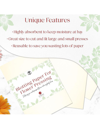 Papel Absorbente para Prensado de Flores Berstuk A4 10 Hojas
