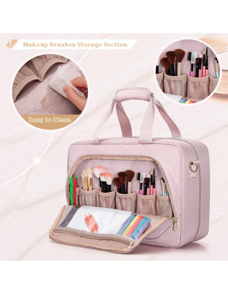 Estuche de Maquillaje Prokva Rosa 5 en 1 con 4 Bolsas