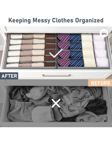 Organizador de Calcetines DIMJ - 2 Celdas Plegables Gris Organizador de Calcetines DIMJ - 2 Celdas Plegables Gris