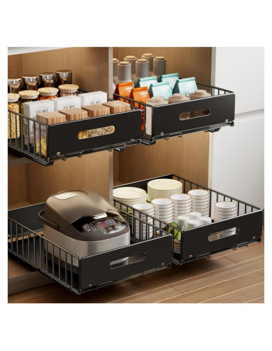 Organizador de Gabinete Extraíble Mustorn 2 Cajones Negro