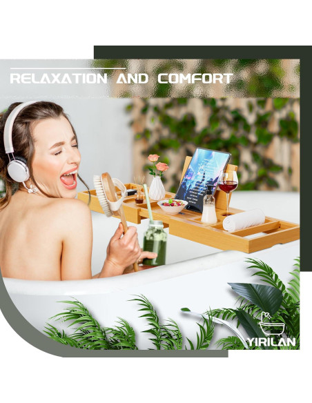 Bandeja de Baño Premium Yirilan Expandible Bambú 103,83 cm Bandeja de Baño Premium Yirilan Expandible Bambú 103,83 cm