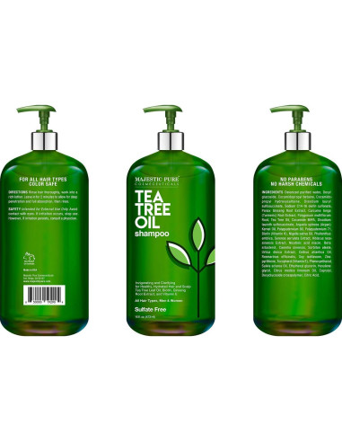Champú de árbol de té Majestic Pure 473 ml - Hidratante anti-caspa