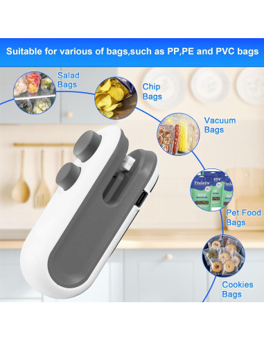 Mini Sello de Bolsas COMTAR 2-en-1 Recargable USB-C 45g