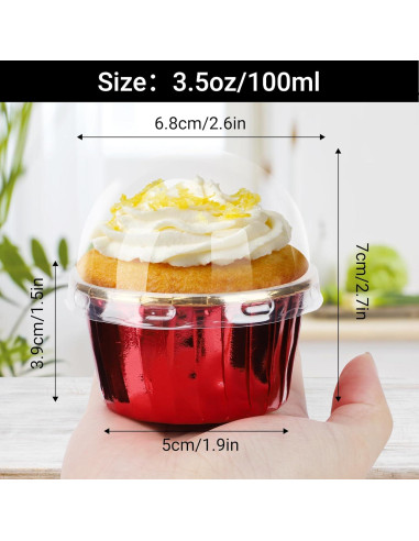 Moldes Desechables para Mini Cupcakes EUSOAR 50pcs Rojo/Oro
