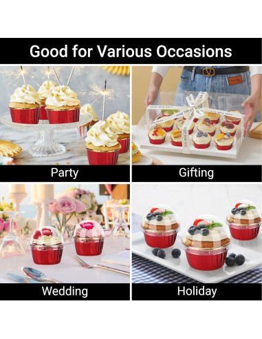 Moldes Desechables para Mini Cupcakes EUSOAR 50pcs Rojo/Oro