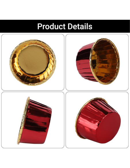 Moldes Desechables para Mini Cupcakes EUSOAR 50pcs Rojo/Oro Moldes Desechables para Mini Cupcakes EUSOAR 50pcs Rojo/Oro