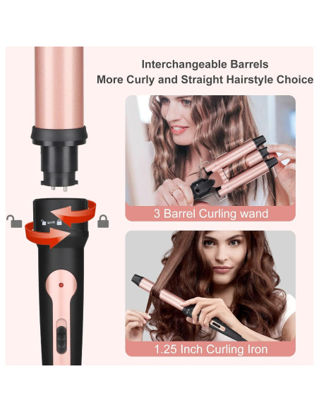 Tenaza Rizar Cabello 5 en 1 EMOCCI PRO Cerámica Oro Rosa Tenaza Rizar Cabello 5 en 1 EMOCCI PRO Cerámica Oro Rosa