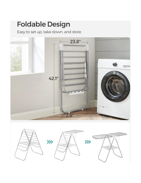 Estante para Secar Ropa SONGMICS Plegable Ajustable 55 kg Estante para Secar Ropa SONGMICS Plegable Ajustable 55 kg