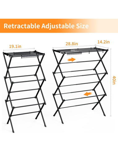 Tendedero Plegable KeingGcopr Negro 101,6 cm Ahorra Espacio