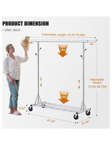 Perchero de Ropa Gewudraw Ajustable 480 LBS Plegable Perchero de Ropa Gewudraw Ajustable 480 LBS Plegable
