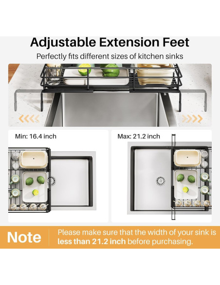 Escurridor de Platos SNTD Extensible Acero Inoxidable Negro Escurridor de Platos SNTD Extensible Acero Inoxidable Negro