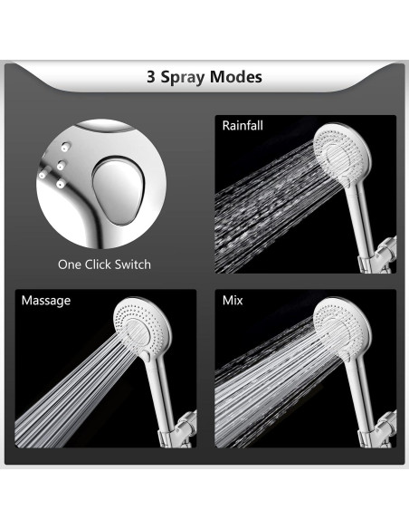 Cabezal de Ducha Filtrado FEELSO 3 Modos 60" Cromo Cabezal de Ducha Filtrado FEELSO 3 Modos 60" Cromo